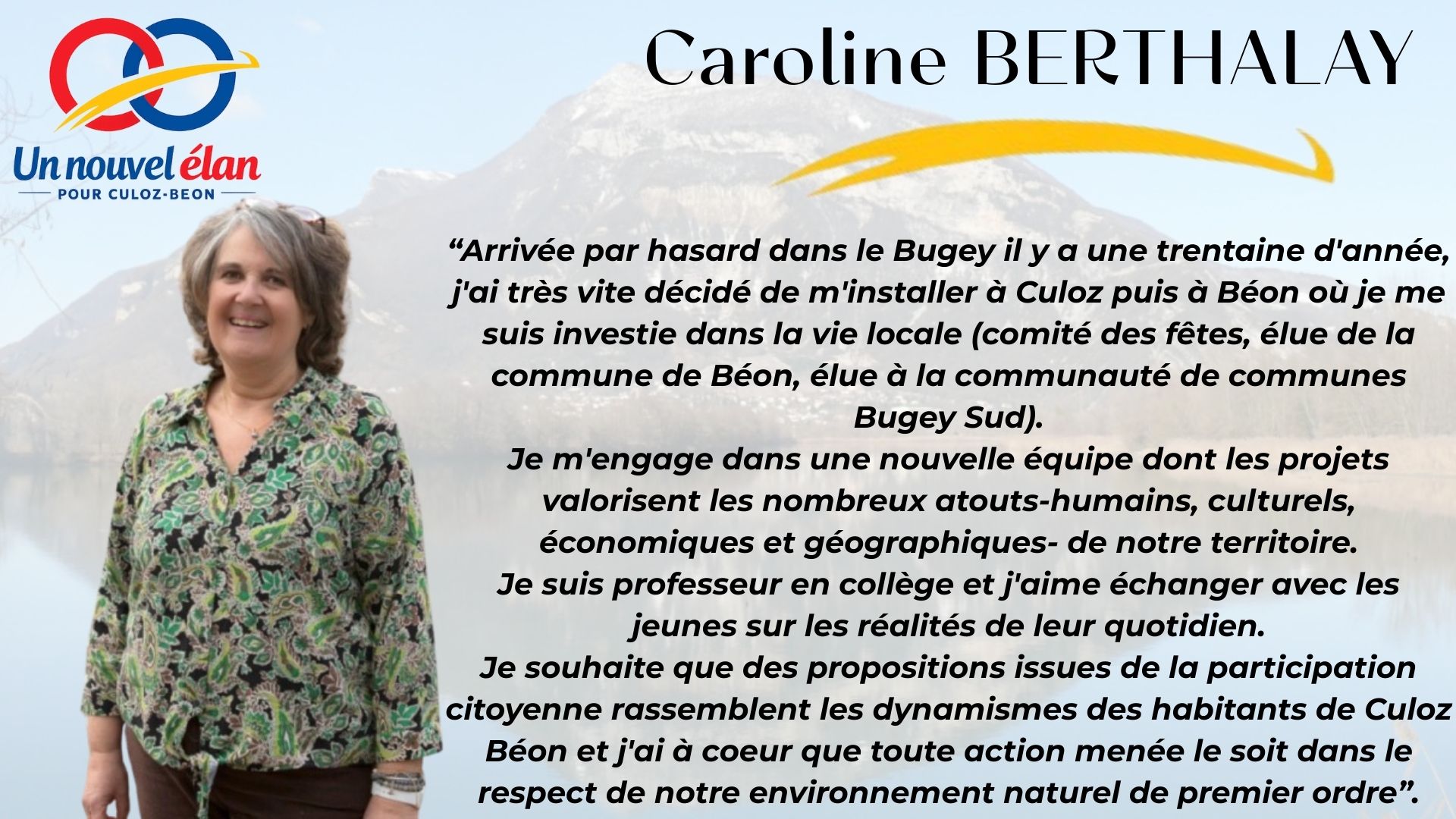 Caroline BERTHALAY - Un Nouvel Élan pour Culoz-Béon